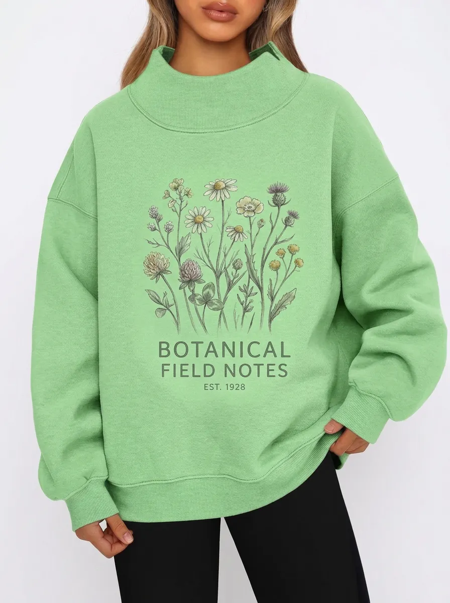 Women's Botanical Field Notes Wildflower Printed Sweatshirt