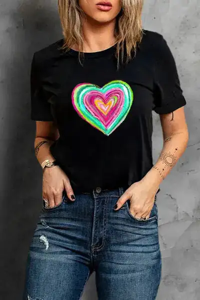 Laid-Back Round-Neck Short-Sleeve T-Shirt