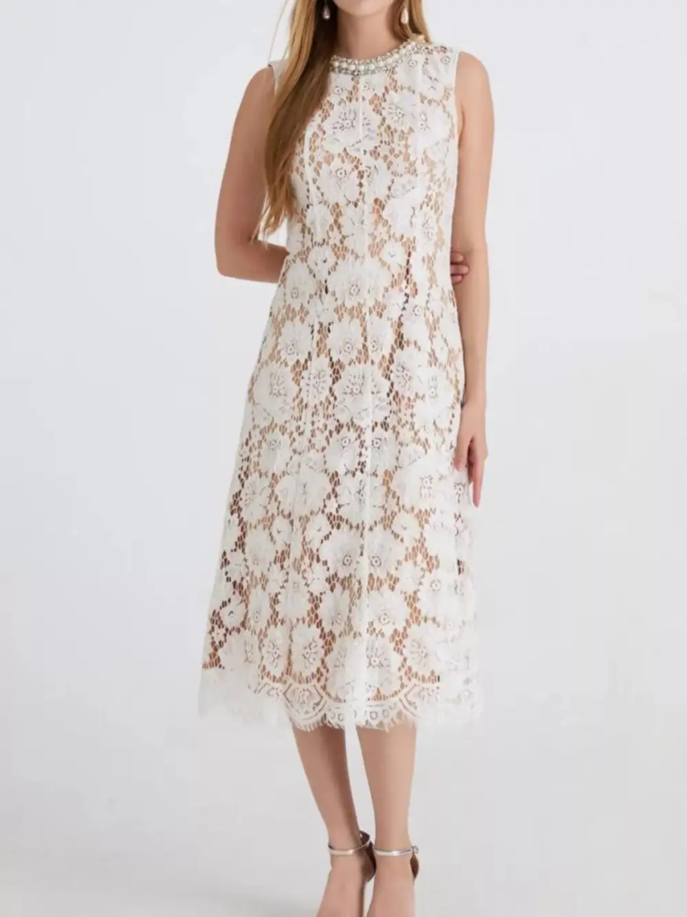 Lace Sleeveless Dress Casual