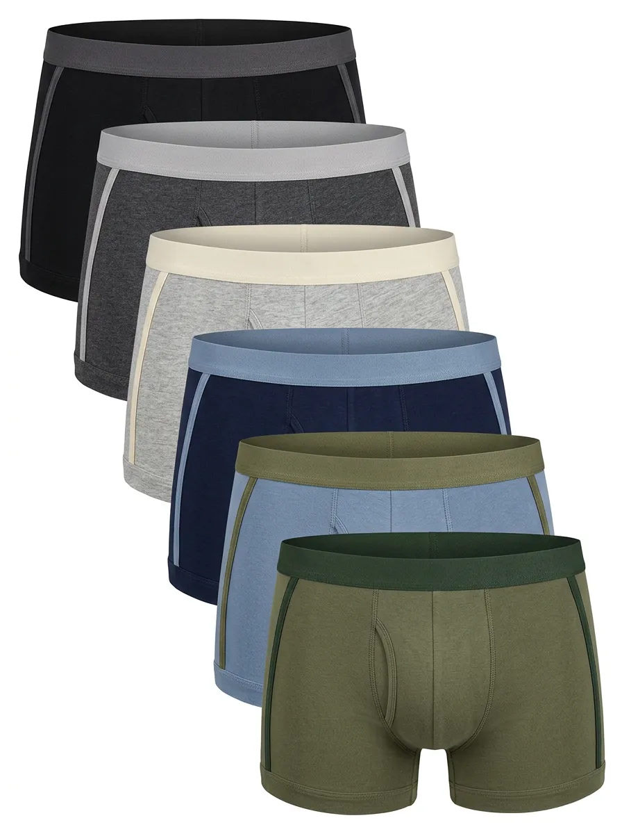 Men's Tonal-Waistband Side-Piping Trunk Briefs Set