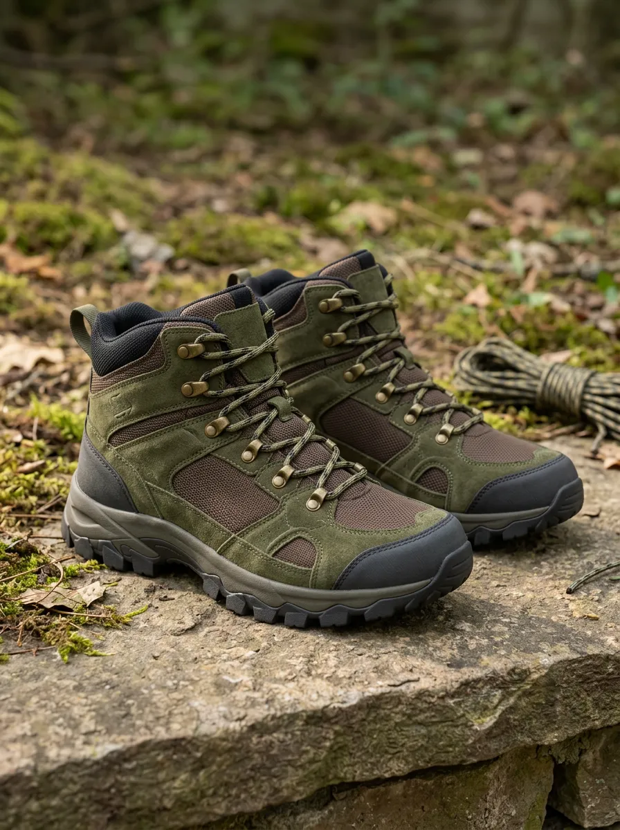 Unisex Heritage Outdoor Hiking Lover Olive Green Suede Printed Boots