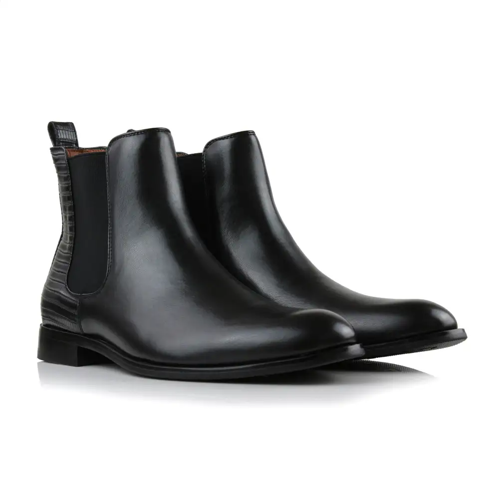 Refined Faux-Leather Slip-On Elastic-Side Chelsea Boots