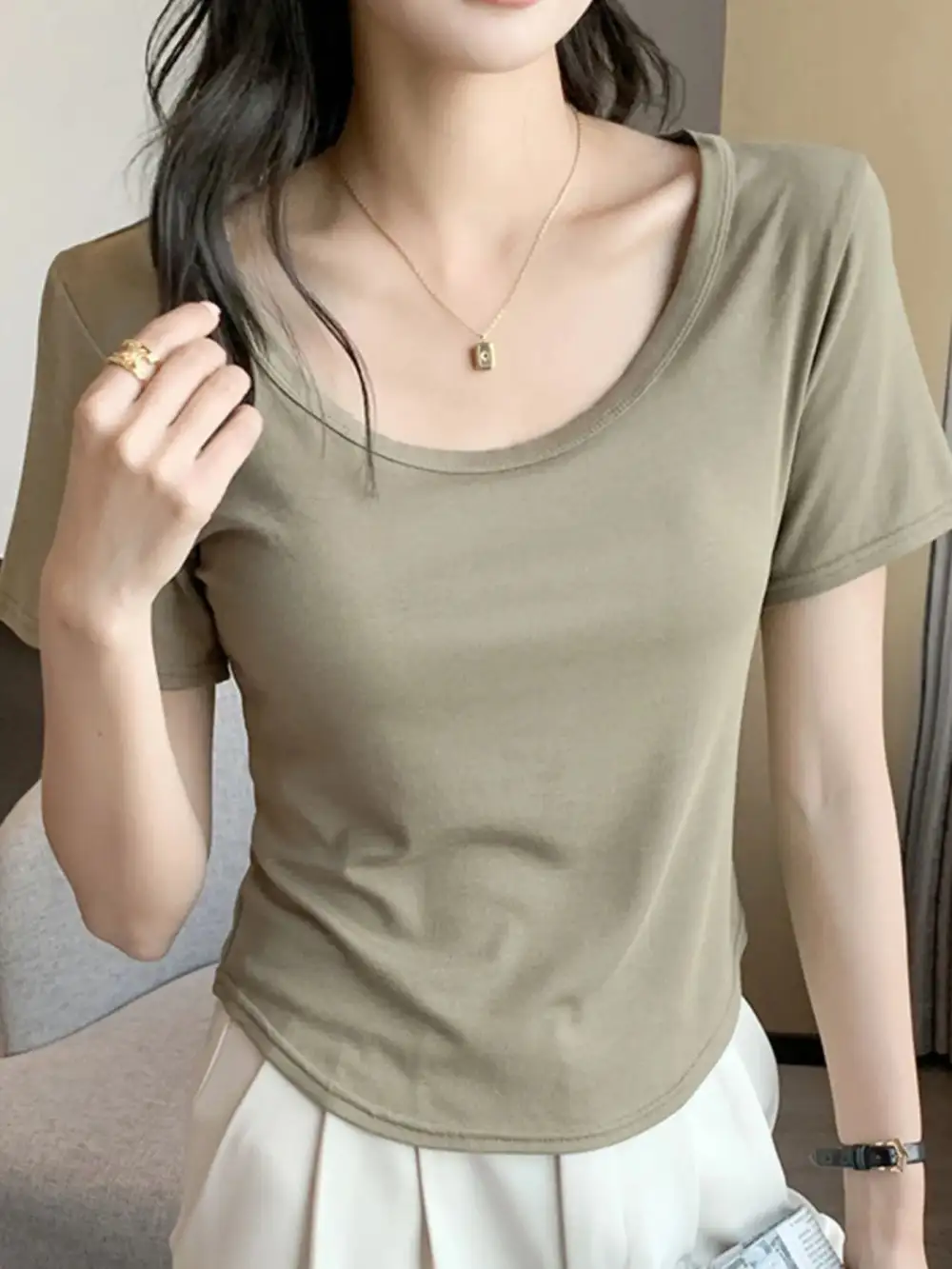 Playful Round-Neck Short-Sleeve T-Shirt