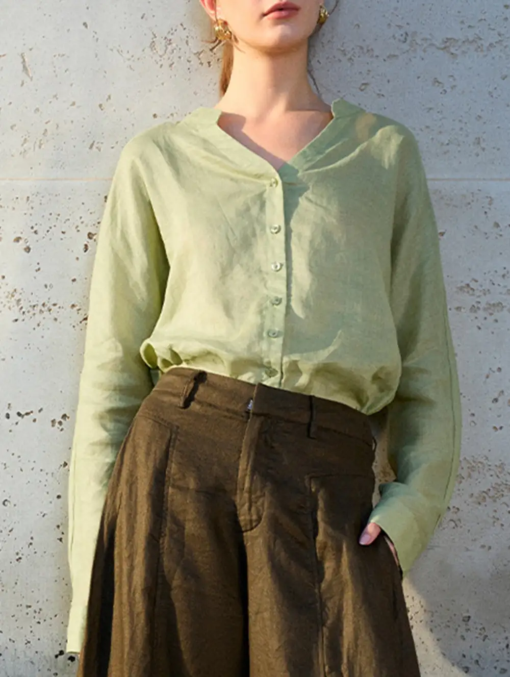 Ramie V Neck Lightweight Top