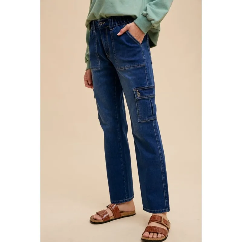 Straight Leg Jeans with Cargo Pockets