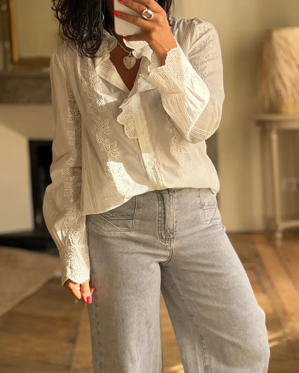 Contemporary Cotton Embroidered Blouse