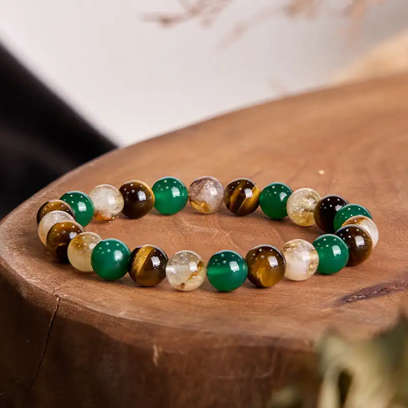 Natural Tiger Eye Agate Citrine Mix And Bead Bracelet