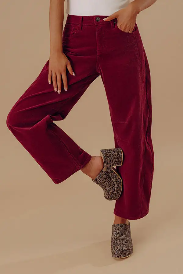 High Waist Relaxed Barrel Leg Baggy Corduroy Pants
