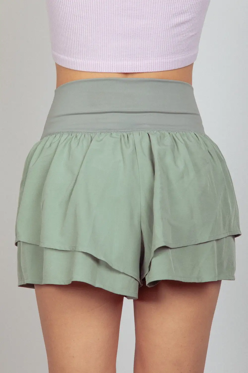 V Shaped High Waist Layered Active Shorts