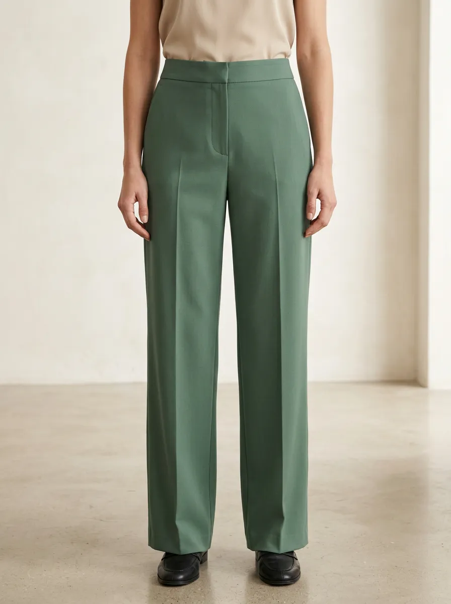 Side Pockets High Rise Wide Leg Trousers