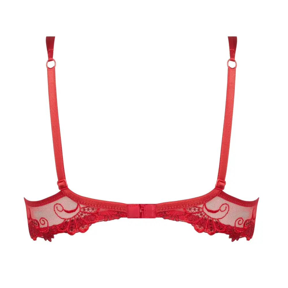 Women's Underwire Spacer Molded Padded Guipure Lace Mesh Floral Detail Decorative Stone Bra