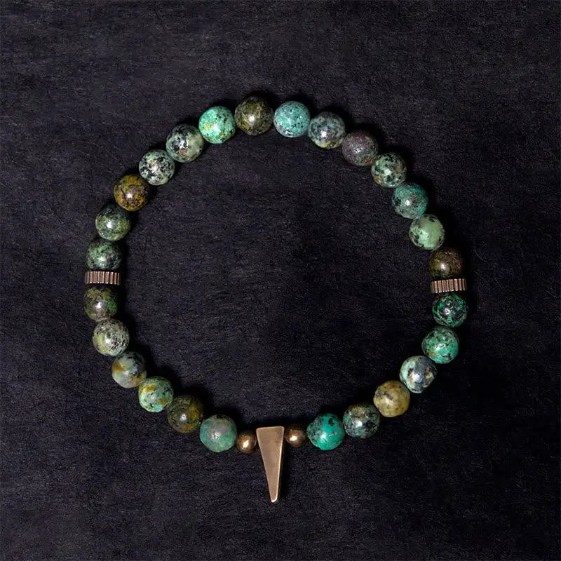 Vintage Distressed Design Turquoise Copper Bracelet
