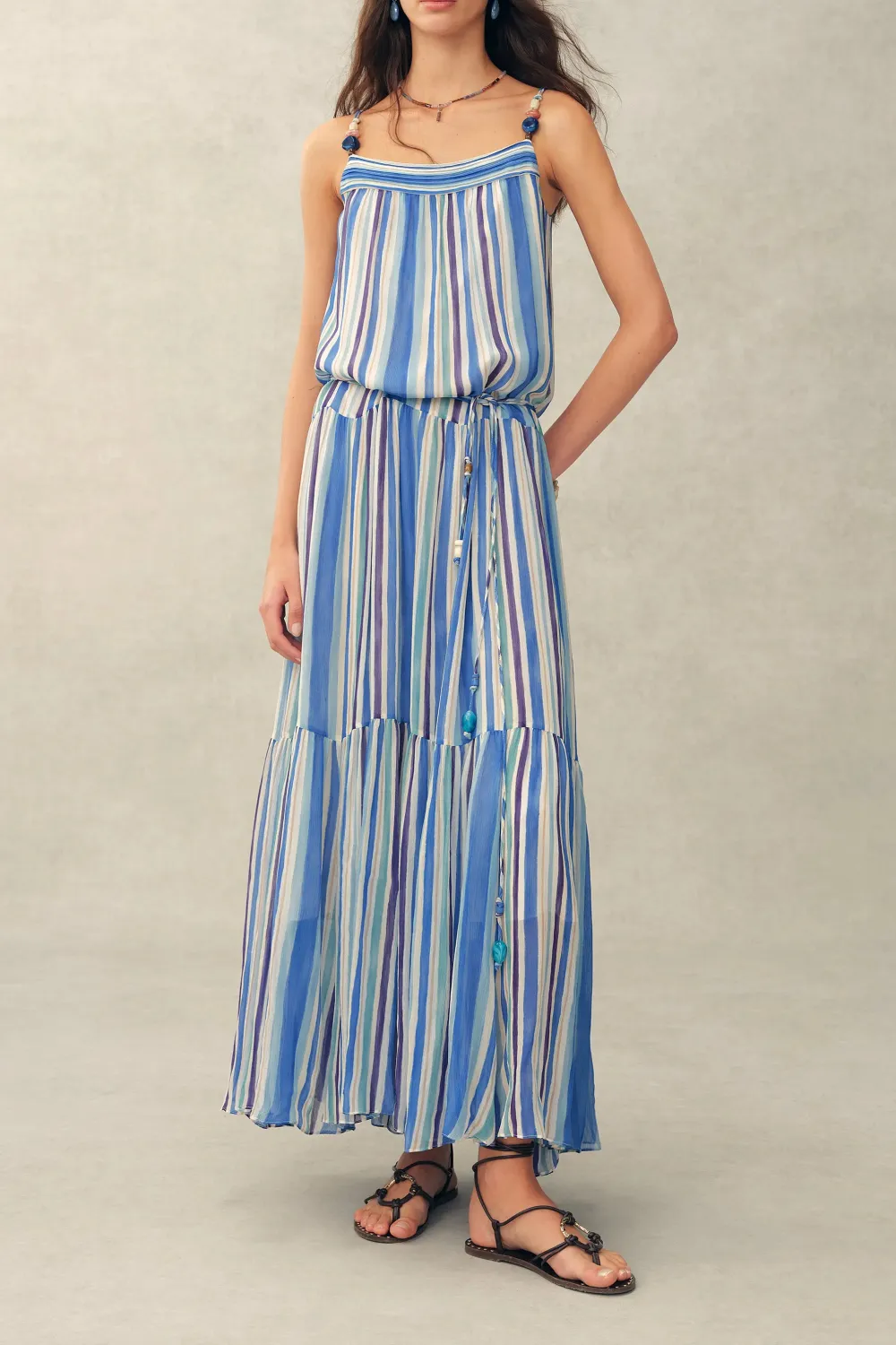 Striped Georgette Maxi Dress