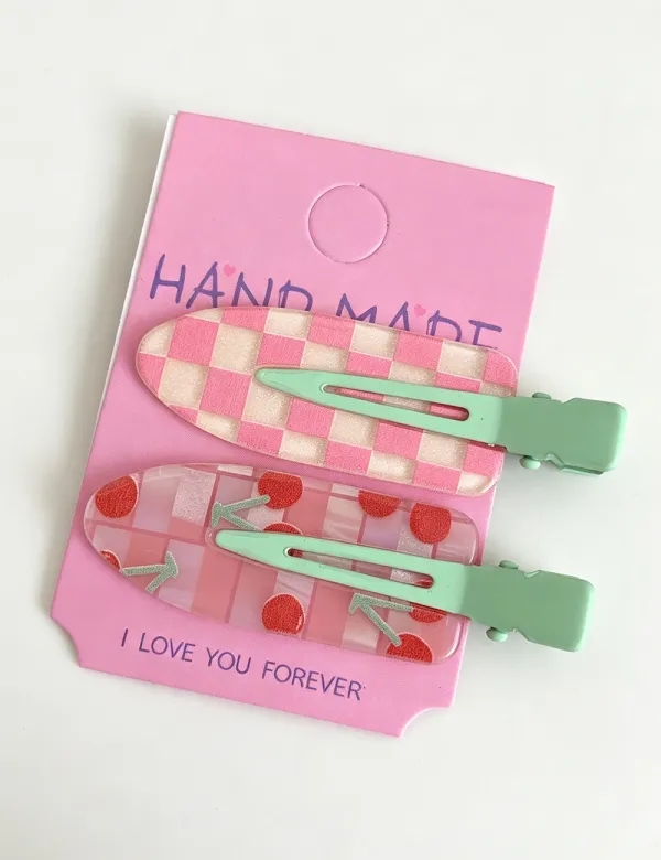 Plaid Polka Dot Snap Hair Clip