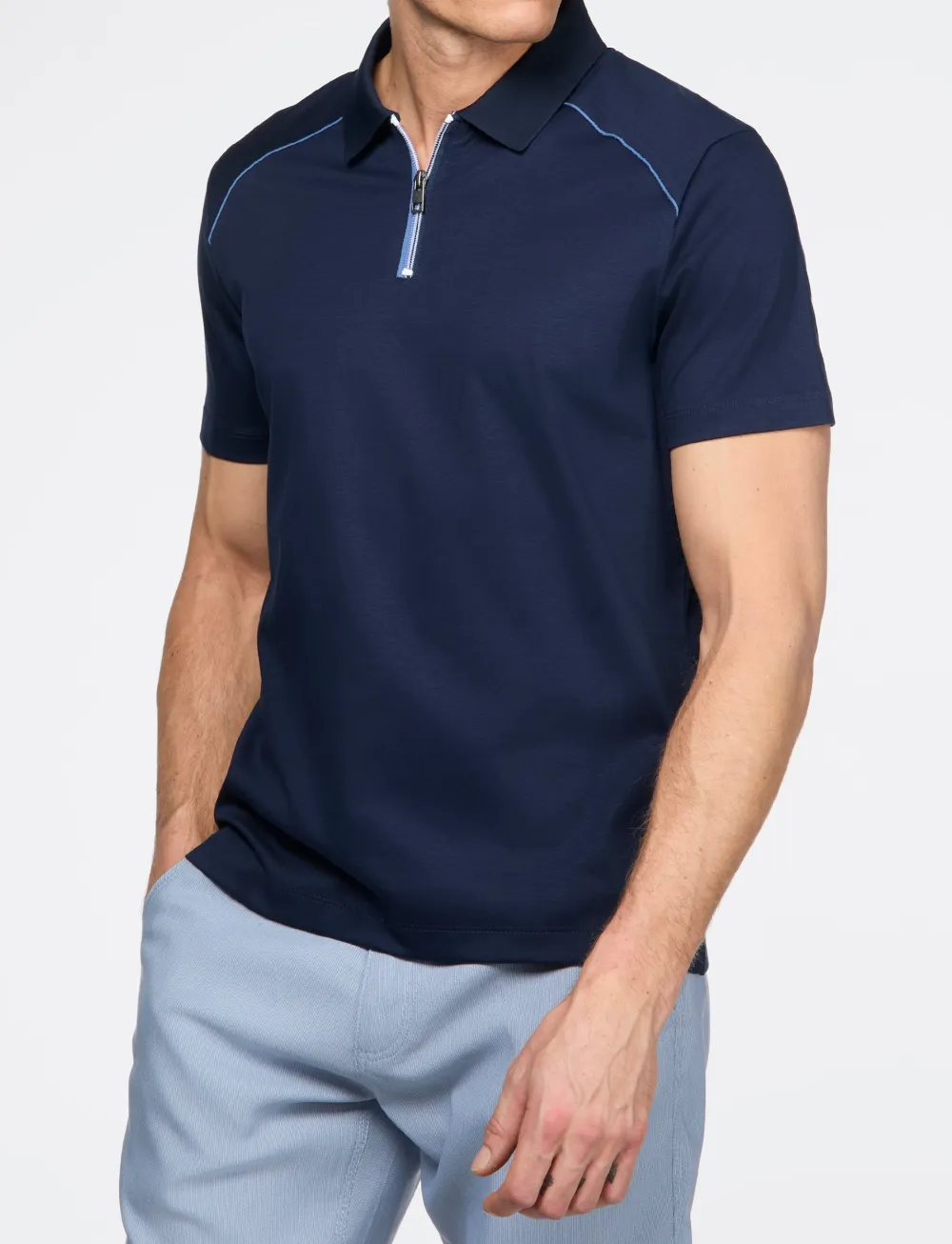 Contrast Detail Casual Polo