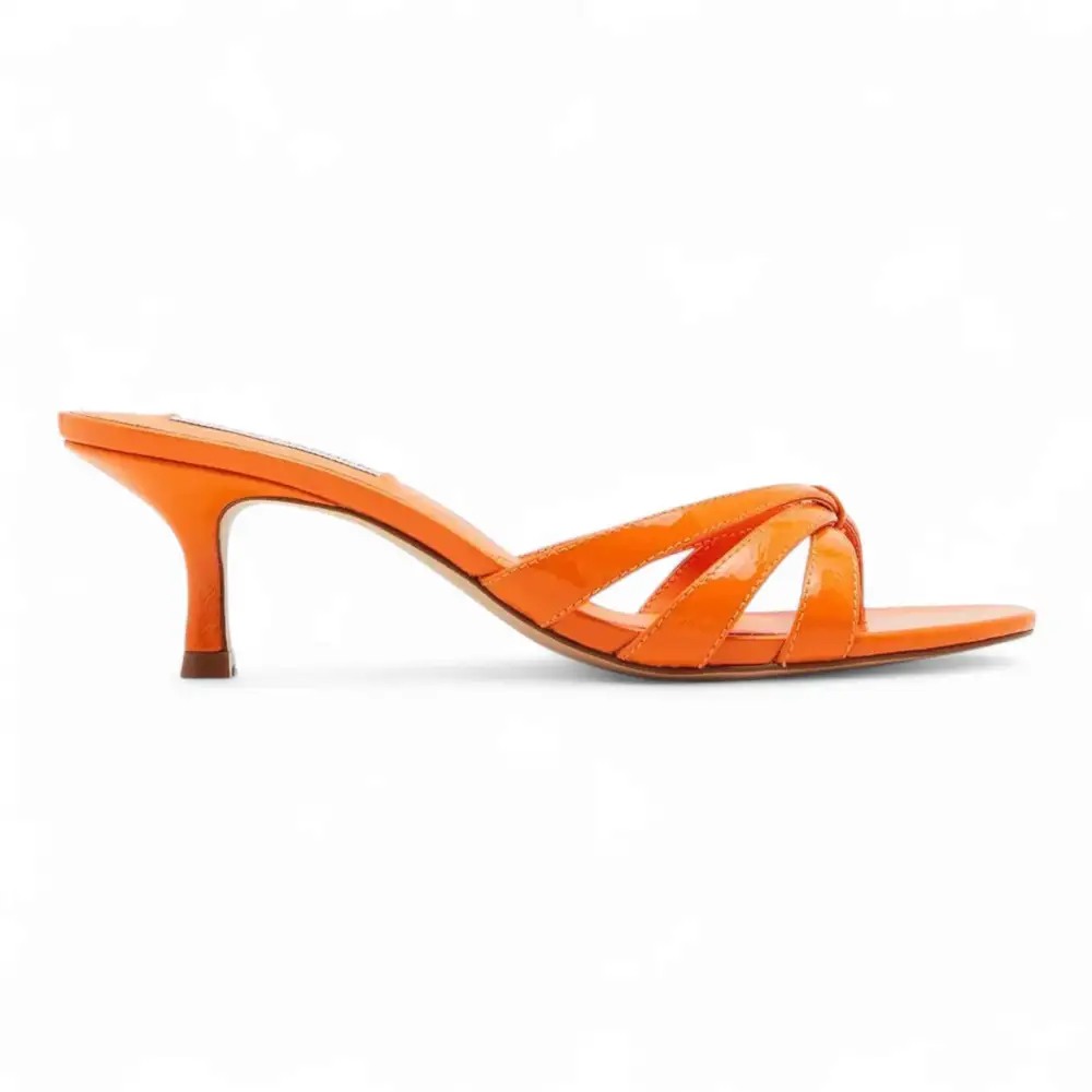 Cary Strappy Kitten-Heel Mule Sandals