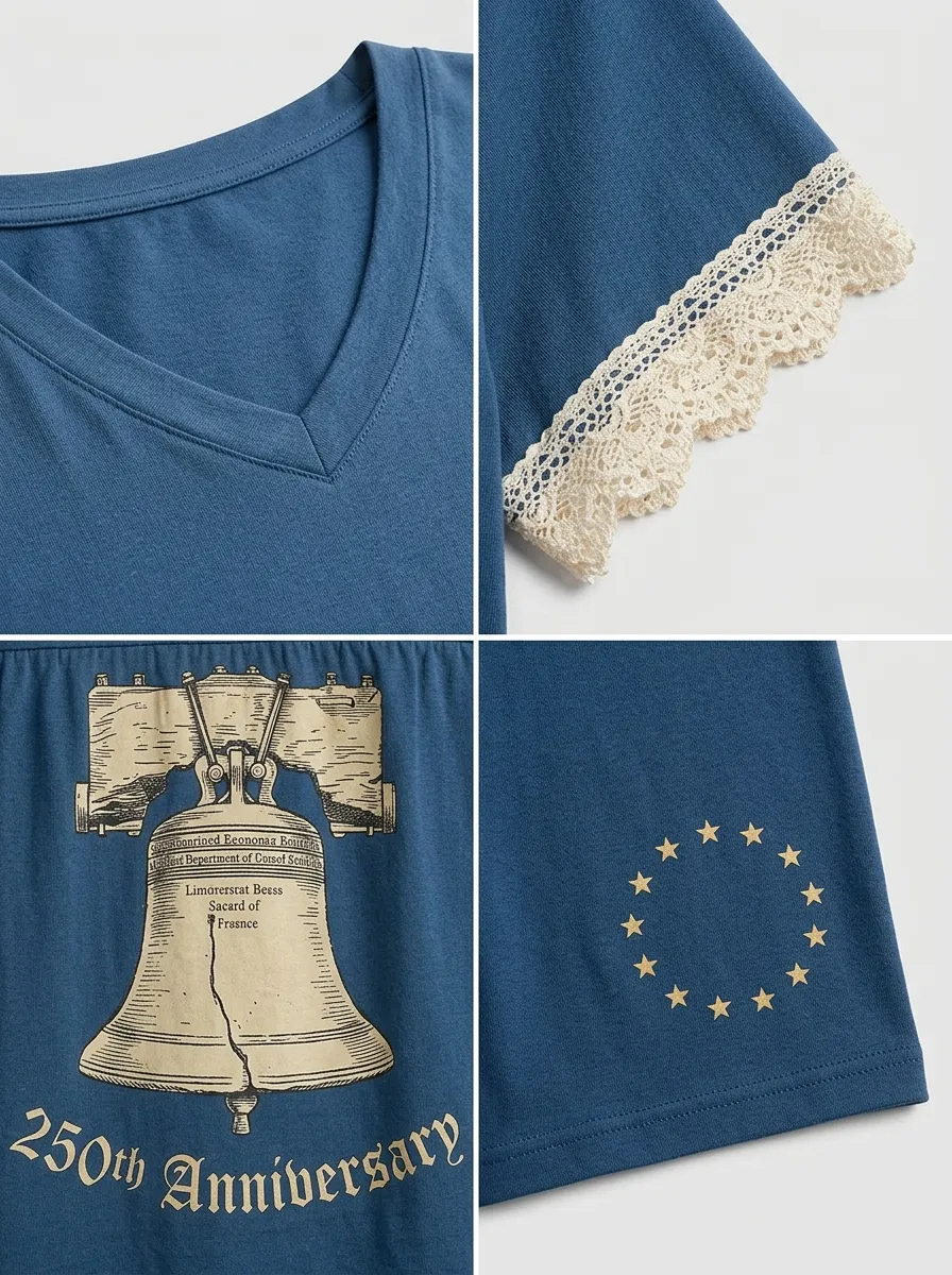 Women's USA Patriotic Liberty Bell 250th Anniversary Printed Set
