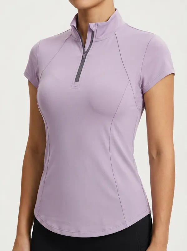Women's Athletic Fitness Slim Fit Quarter Zip Sports Shirt