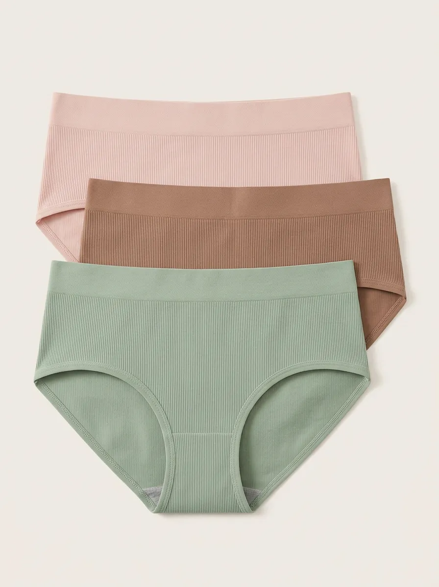Women's Ribbed Seamless Mid-Rise Briefs 3-Pack