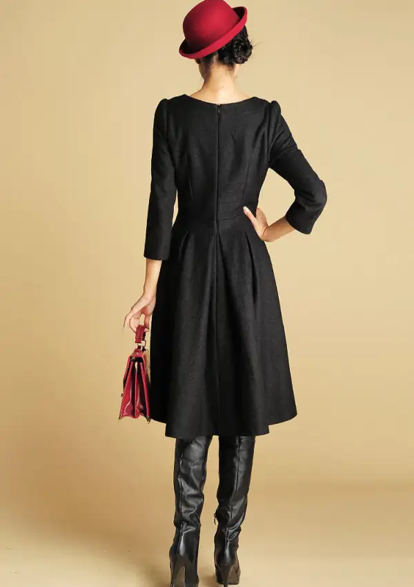 Wool Blend Midi Dress