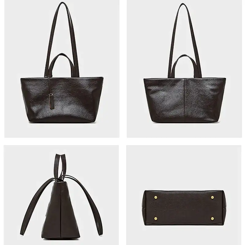 Modern Essential: Genuine Leather Large-Capacity Shoulder Bag