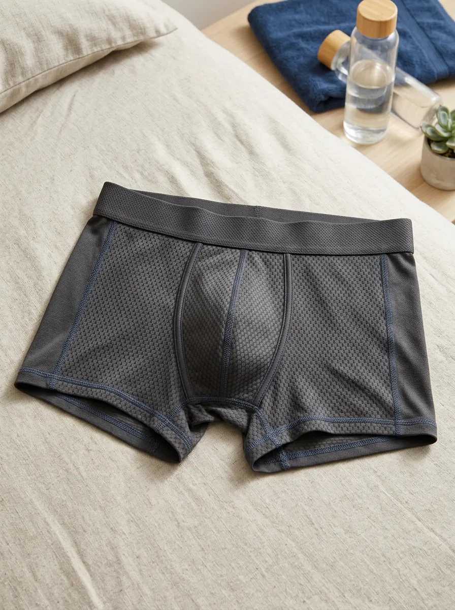 Men's Athletic Performance Honeycomb Textured Printed Boxer Briefs