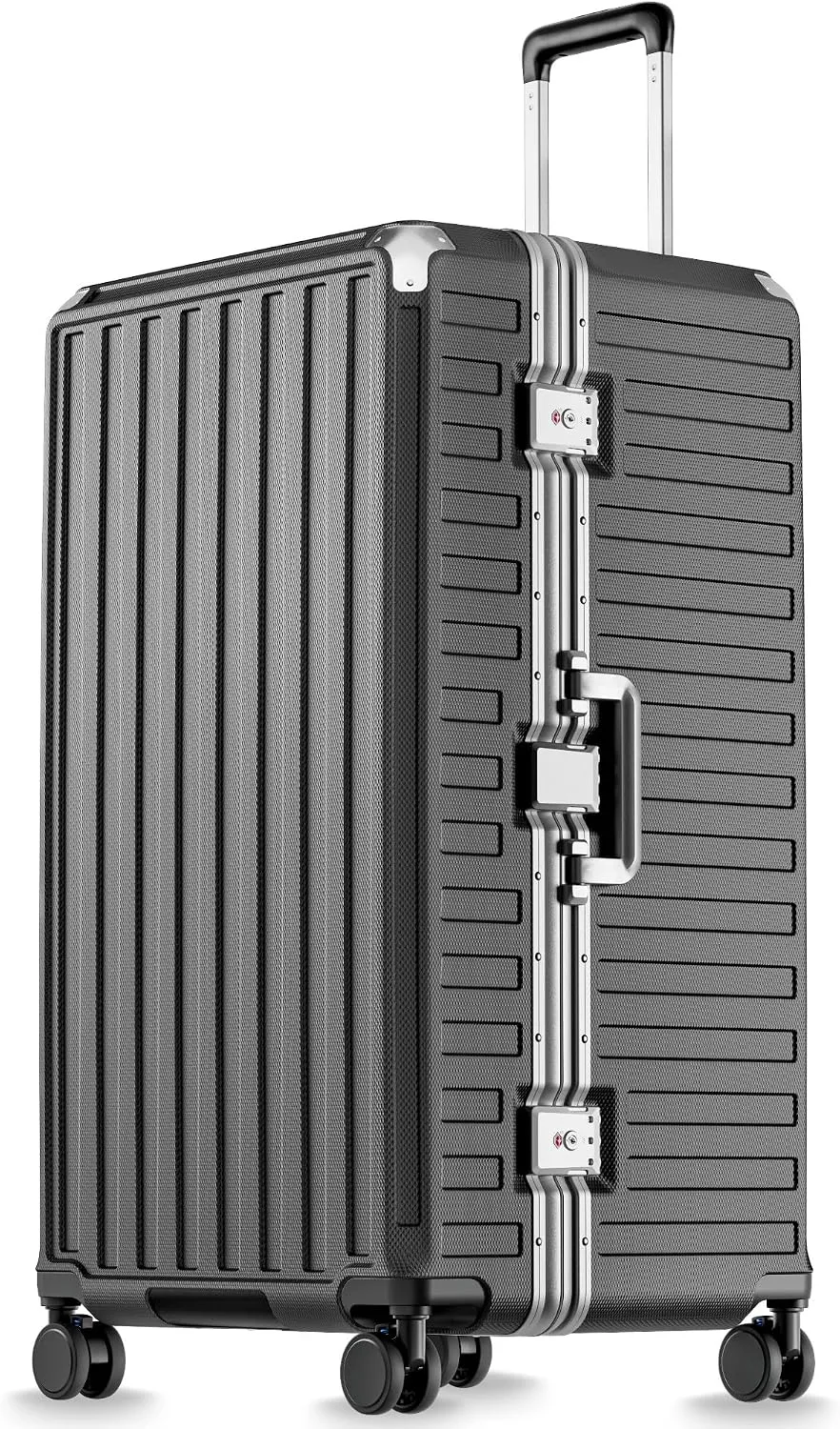 LUGGEX 28 Inch Zipperless Checked Luggage, Charcoal Metallic