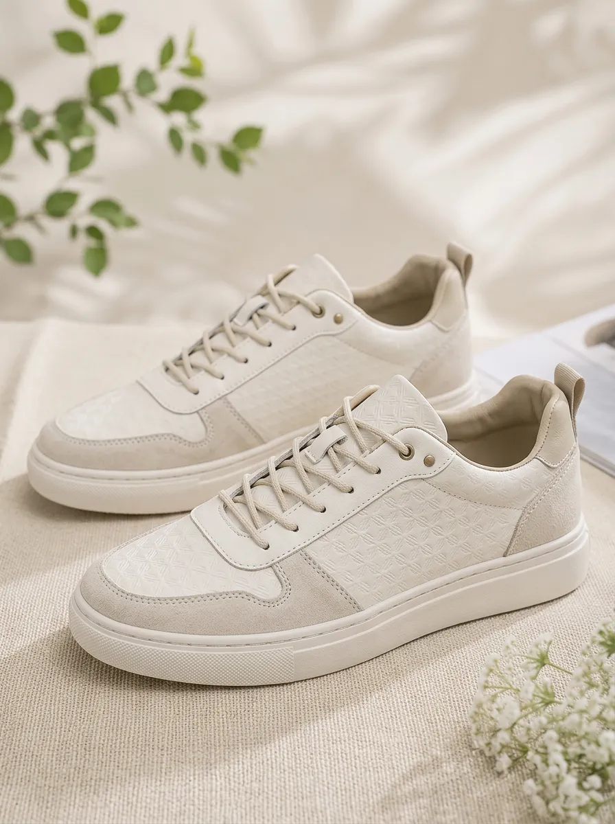 Men's Minimalist Geometric Pattern Embossed Printed Sneakers