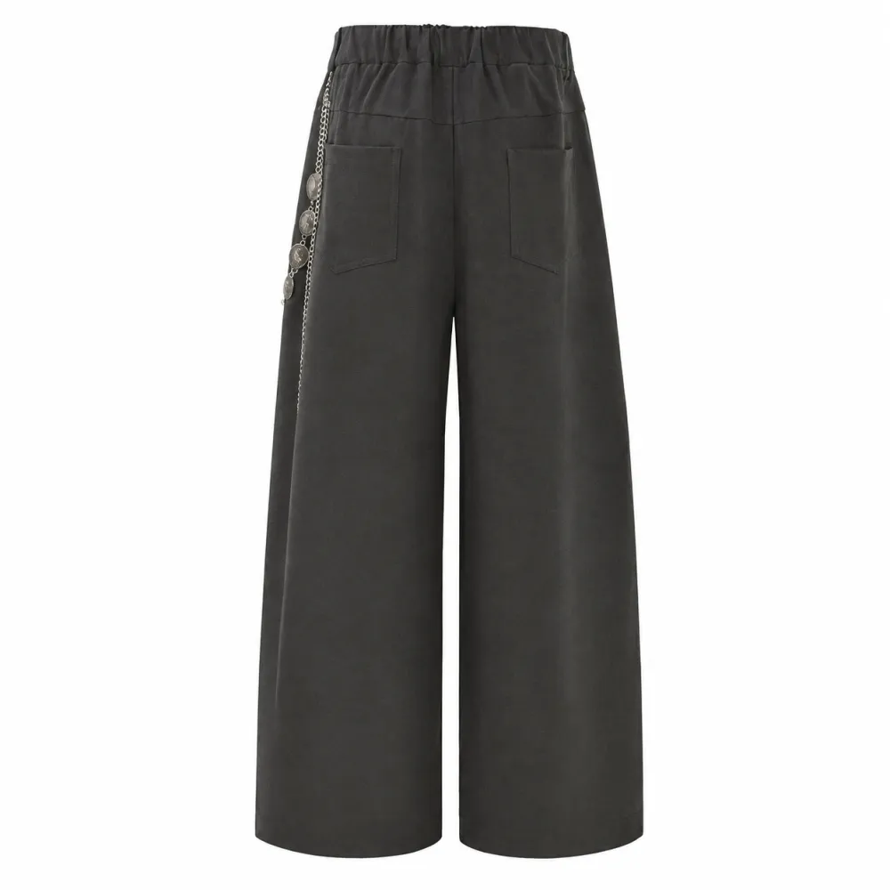 Draped Wide-Leg Tailored Trousers