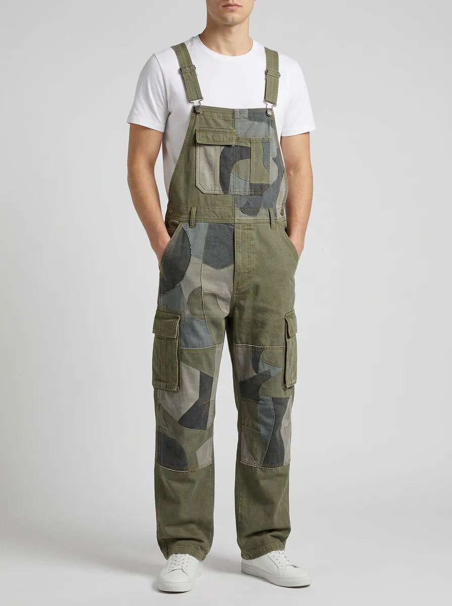 Camo Patchwork Cargo Overalls