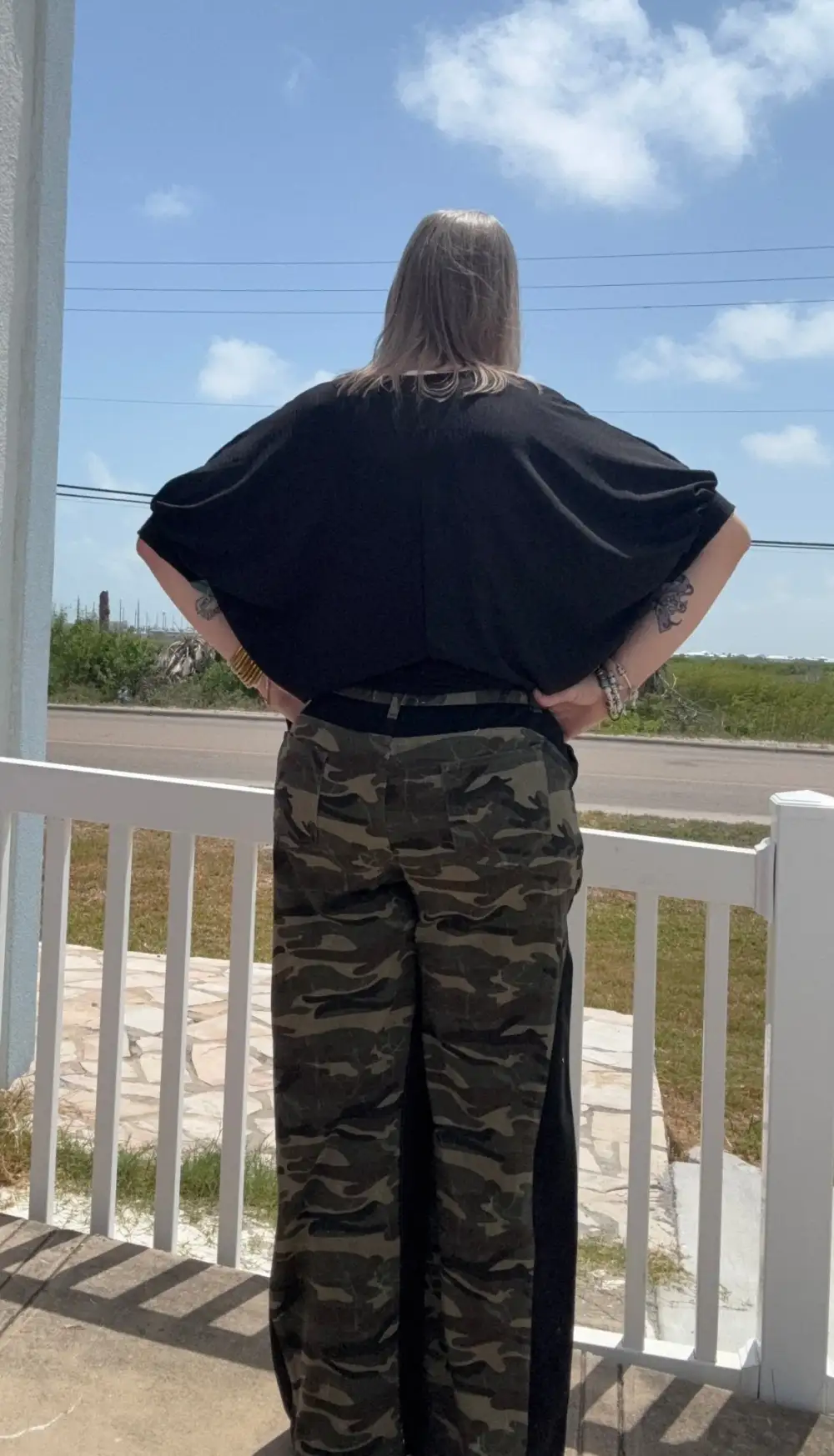 Camouflage Print Wide Leg Jeans