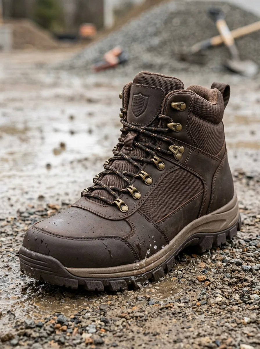 Men's Rugged Waterproof Shield Detail Graphic Detail Work Boots