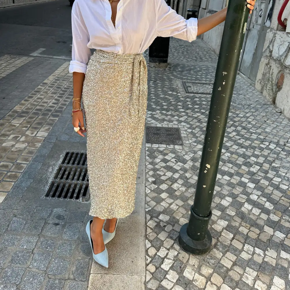 Sequin Maxi Wrap Skirt