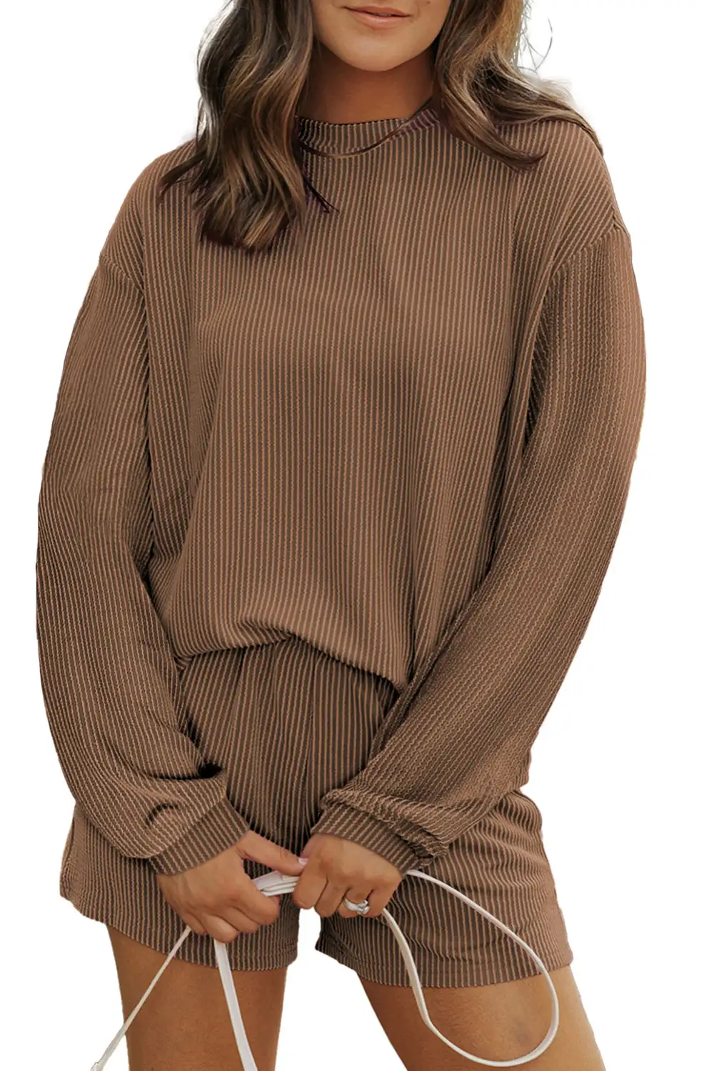 Knit Long Relaxed Shorts Lounge Set Comfort