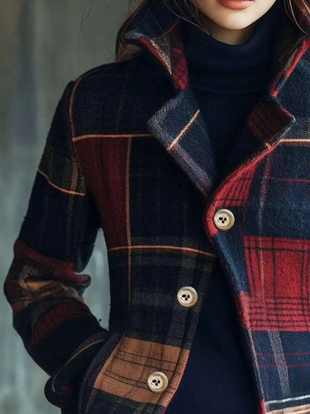 Button-Up Plaid Blazer