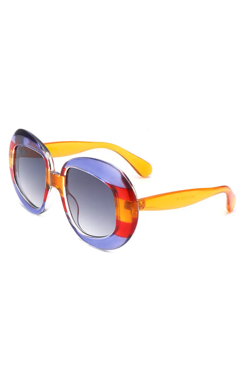 Sleek Oval Round Frame Sunglasses