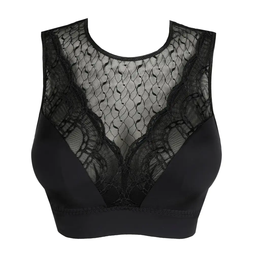 Women's Bralette Wireless Unpadded Lined Cup Lace Embroidery Sheer Detail Smoothing Bra