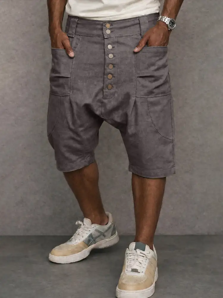Casual Cotton Drop Crotch Harem Shorts