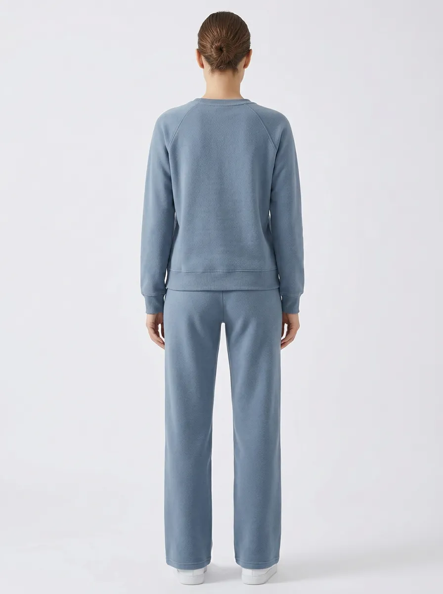 Women's Crescent Star Embroidered Crewneck Straight-Leg Set