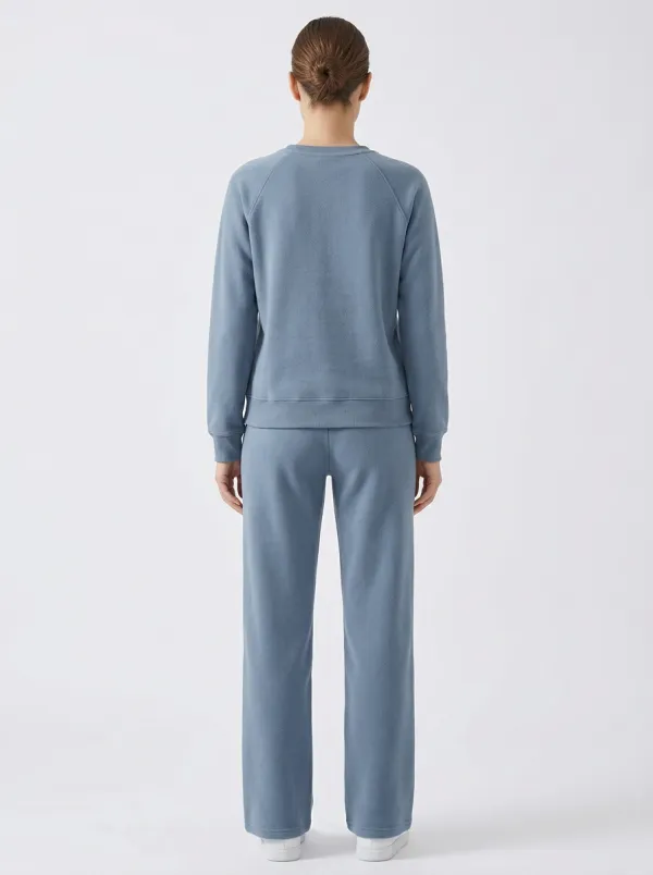 Women's Crescent Star Embroidered Crewneck Straight-Leg Set