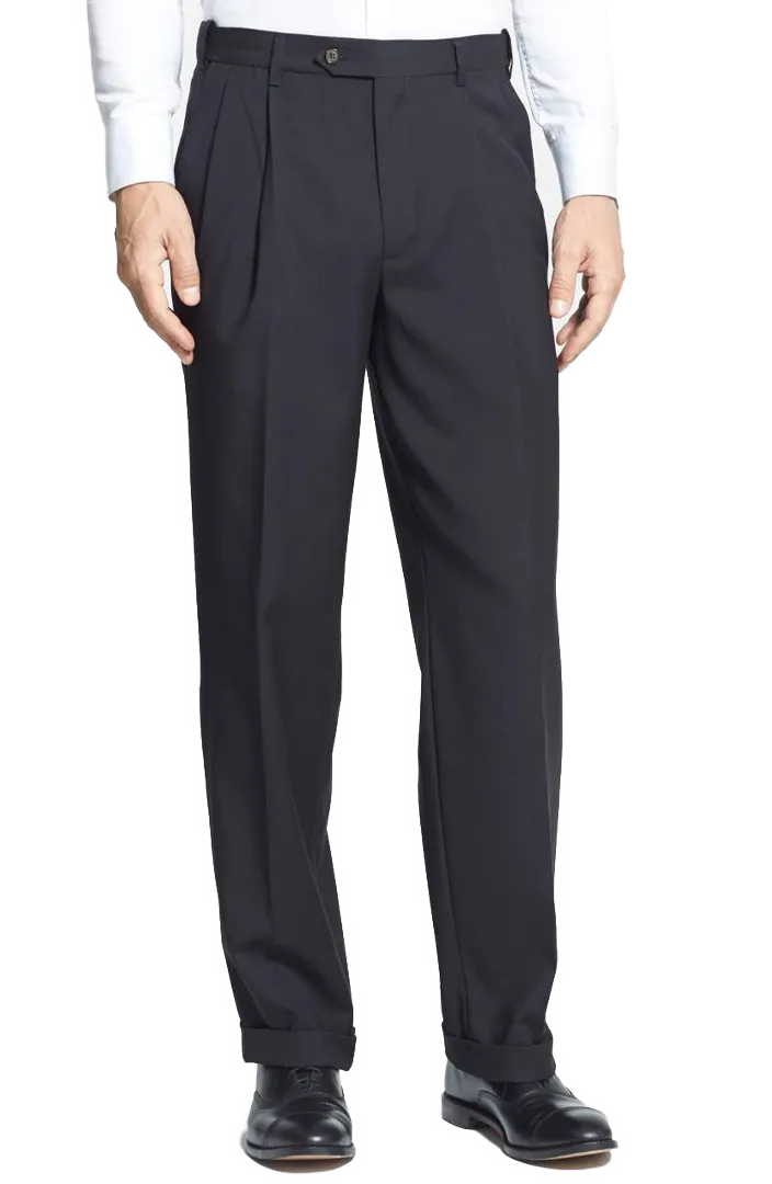 Modern Gabardine Tropical Weave Flannel Flat Front Pleated Front Trousers