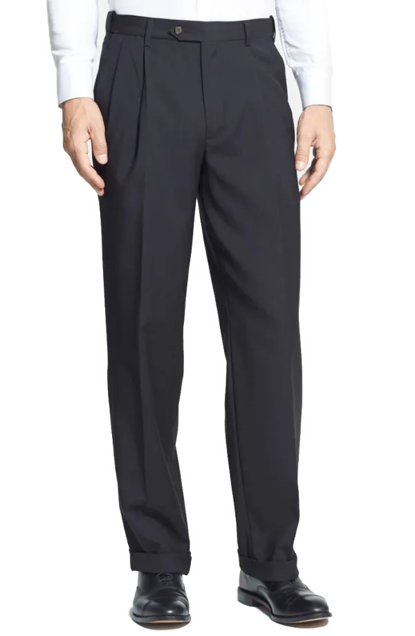 Gabardine Tropical Weave Pleated Front Regular Rise Short Rise Trousers