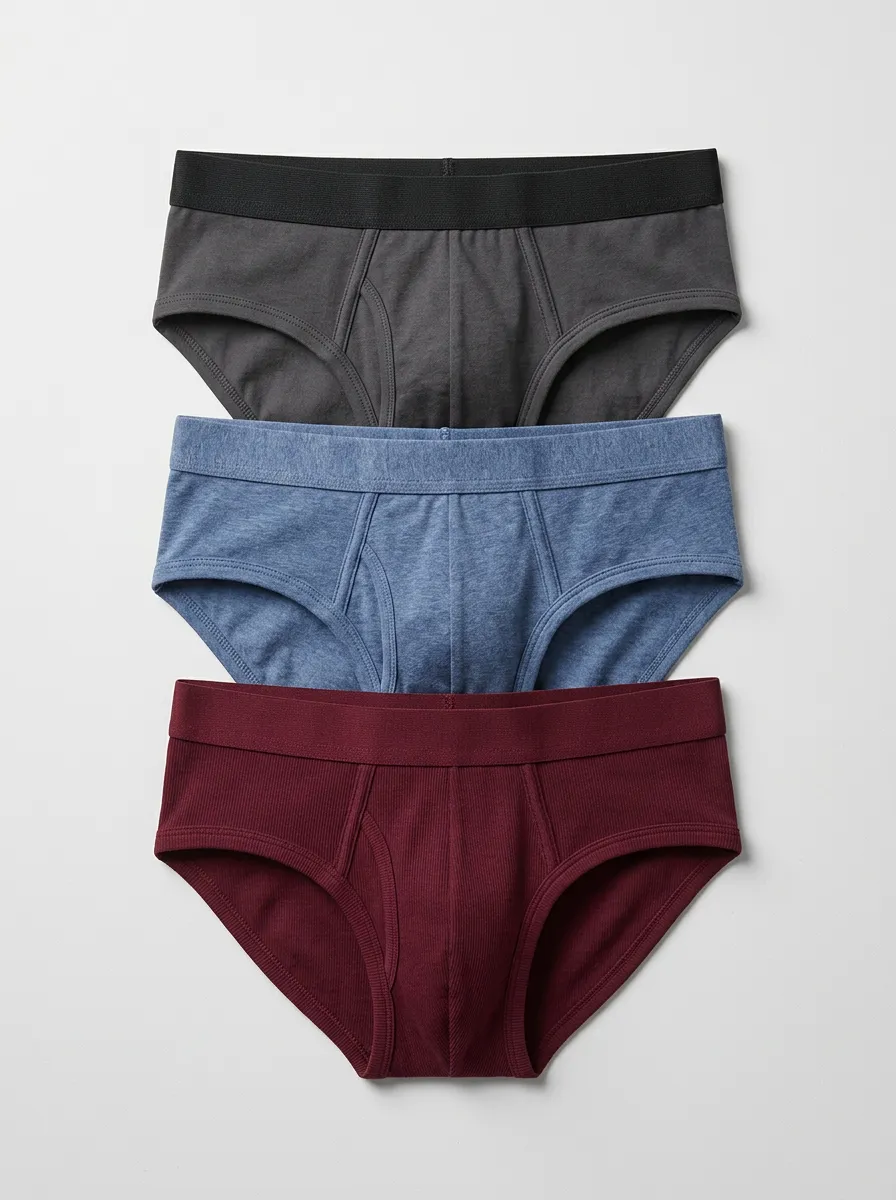 Men's Solid Color Cotton Blend Briefs Underwear Set 3-Pack