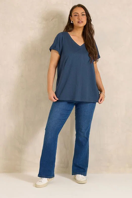 2 Pack Curve Red & Navy Blue Cotton T-Shirts detail 3