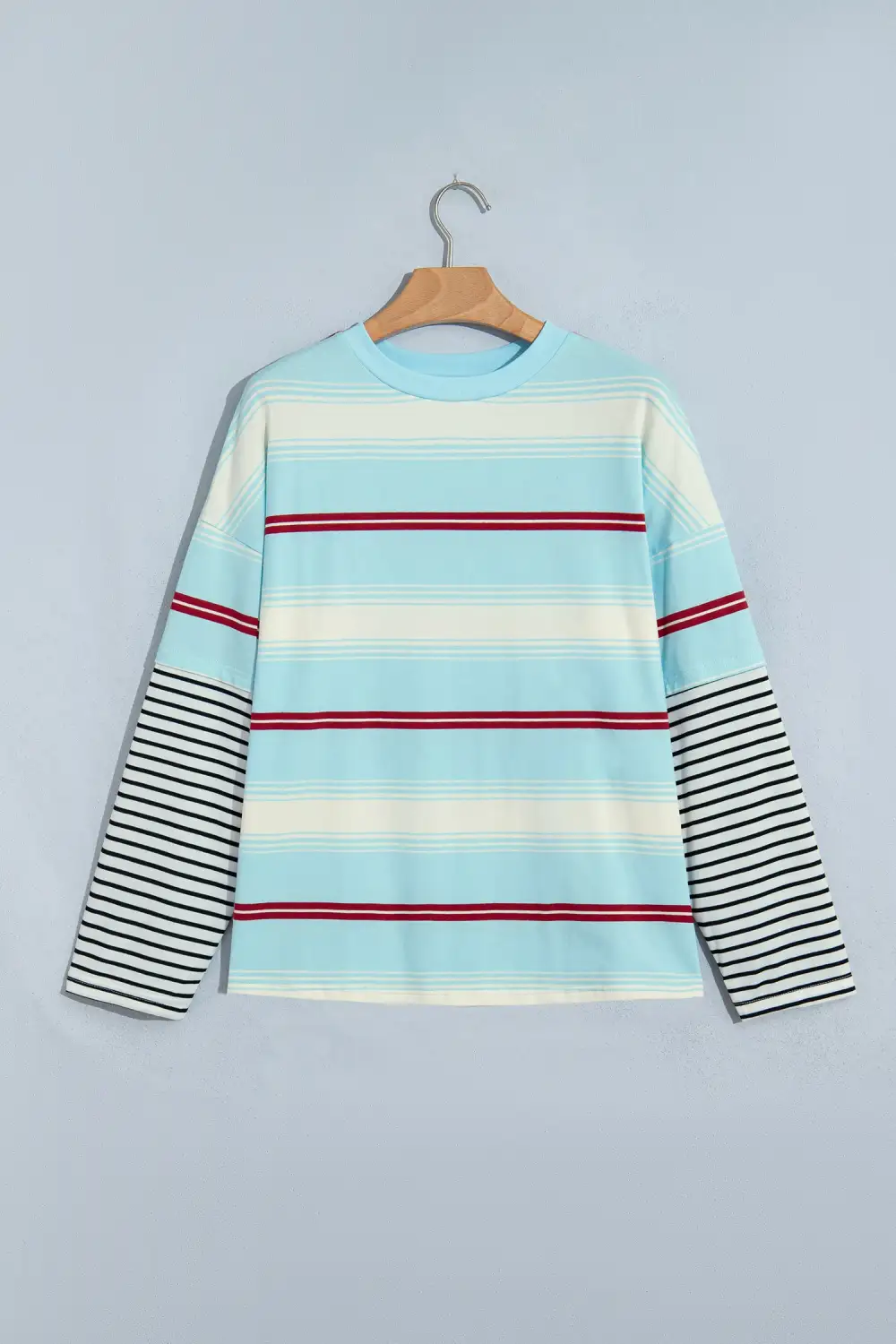 Women's Striped Long Sleeve Loose Fit Pullover Top