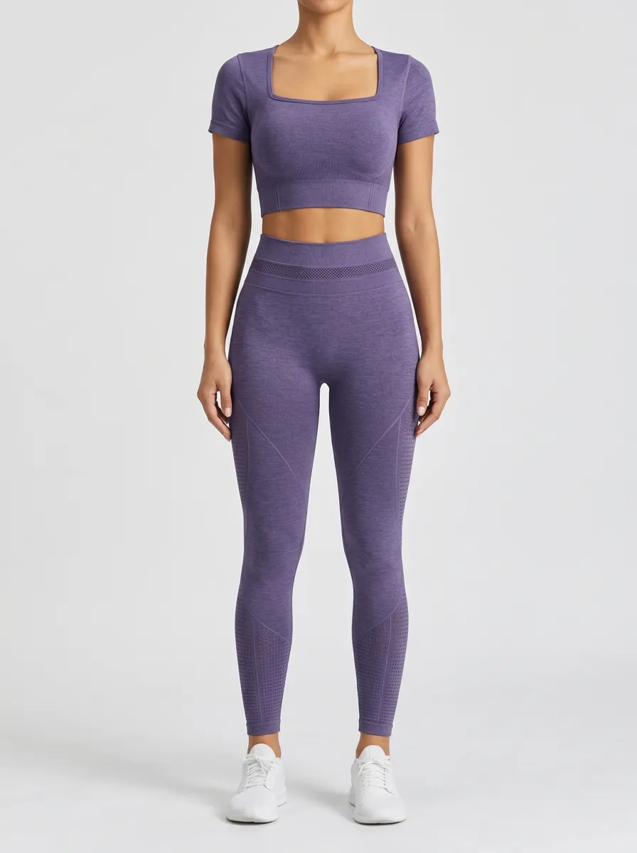 Women's Purple Seamless Printed Two Piece Set