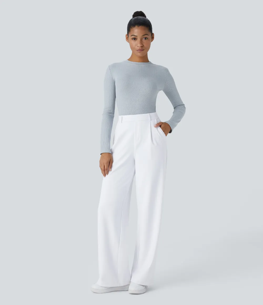 2026🔥  High Waisted Pocket Straight Leg Work Pants