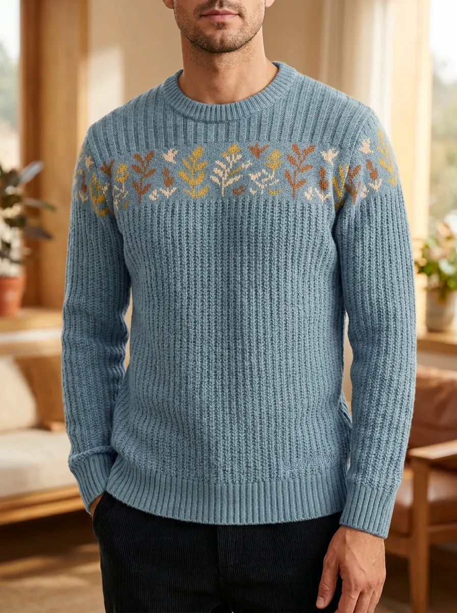 Men's Botanical Floral Sweater