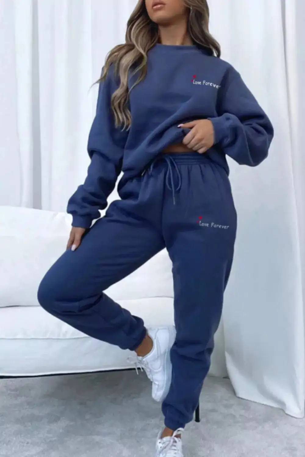 Round Neck Sweatshirt and Joggers Set