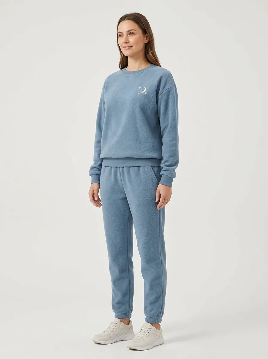 Women's Moon Star Embroidered Sweatshirt Jogger Set
